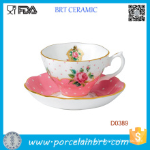 Neue Country Rose Solid Color Vintage Keramik Teetasse und Untertasse